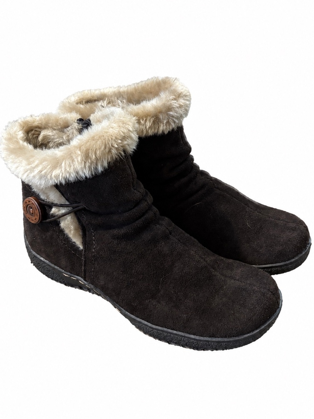 Baretraps Laressa Faux Fur Ankle Boots Women’s 6M Brown Suede Leather Zip